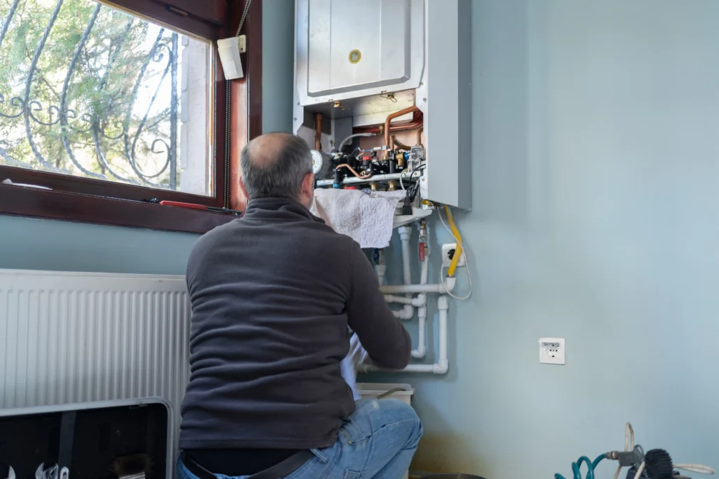 A professional Technician installing a new Furnace system