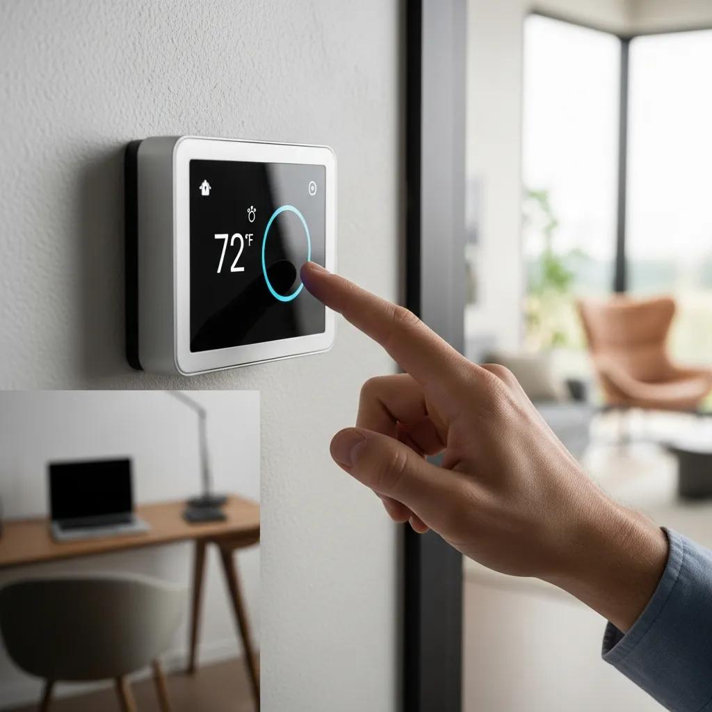 Homeowner adjusting a smart thermostat through a mobile app