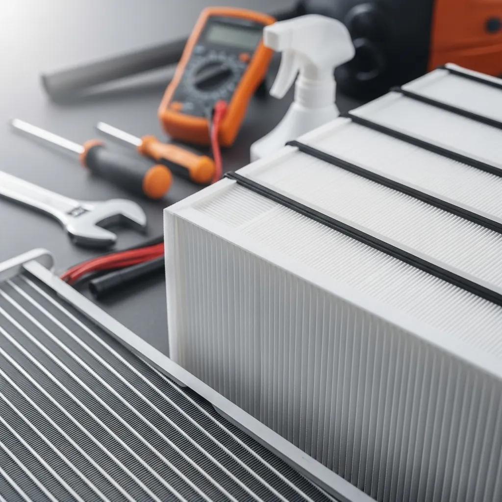 Clean air filters and condenser coils ready for HVAC maintenance