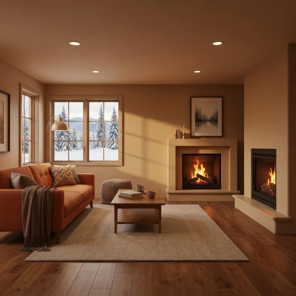 Blog 4 Cozy living room with a modern furnace highlighting energy efficiency in home heating
