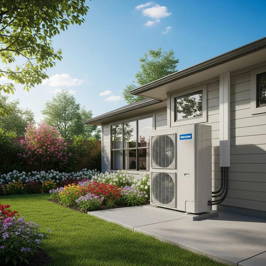 Blog 3 Modern heat pump system installed outside a Houston home, highlighting energy efficiency and comfort