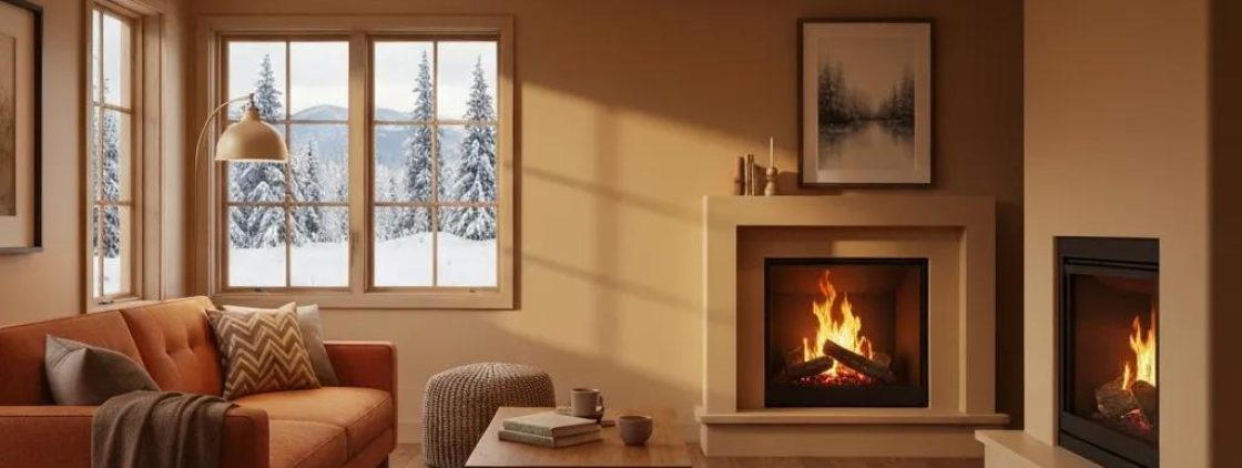 Cozy living room with a modern furnace highlighting energy efficiency in home heating