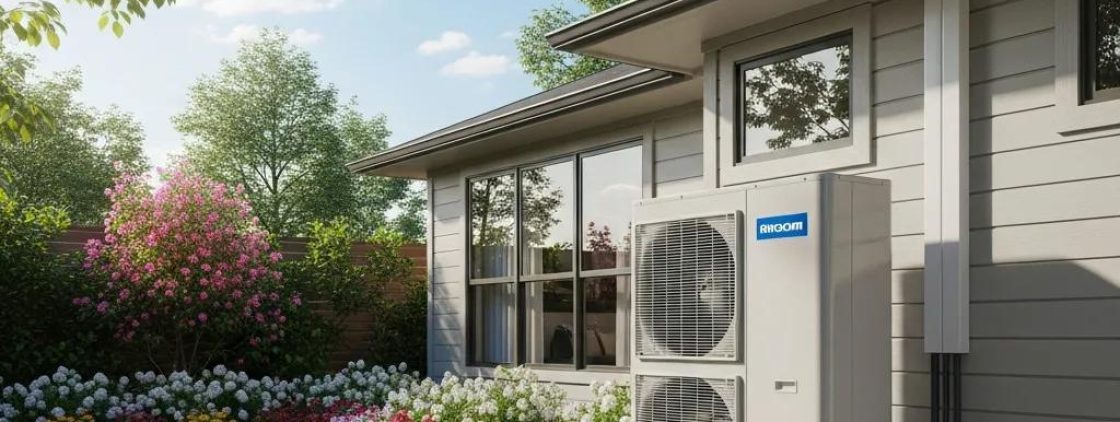 Modern heat pump system installed outside a Houston home, highlighting energy efficiency and comfort